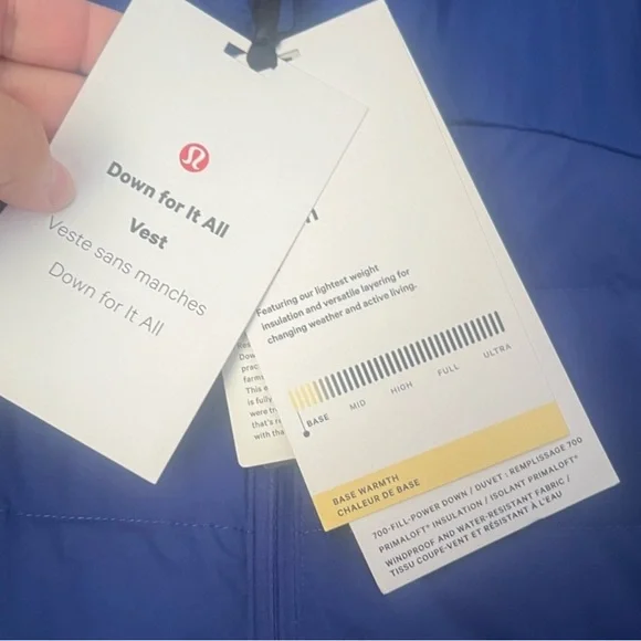 Lululemon down for it all vest Blue SZ 14 New! - Picture 3 of 10
